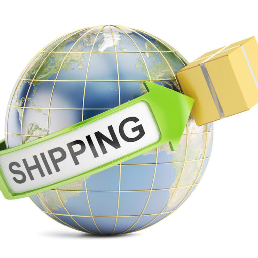 Global shipping and delivery concept, 3D rendering isolated on white background
